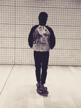 「SAINT LAURENT PARIS（サンローランパリ）のアイテム（ブルゾン）」を使った、細田敏顕さん（メンズ・173cm）の冬コーディネート