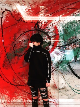 「RickOwens×adidas」｜「アイテム（アクセサリー）」を使った、細田敏顕さん（メンズ・173cm）の冬コーディネート