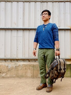 「handmade」｜「アイテム（スウェット）」を使った、Wayneさん（メンズ・170cm）の秋コーディネート