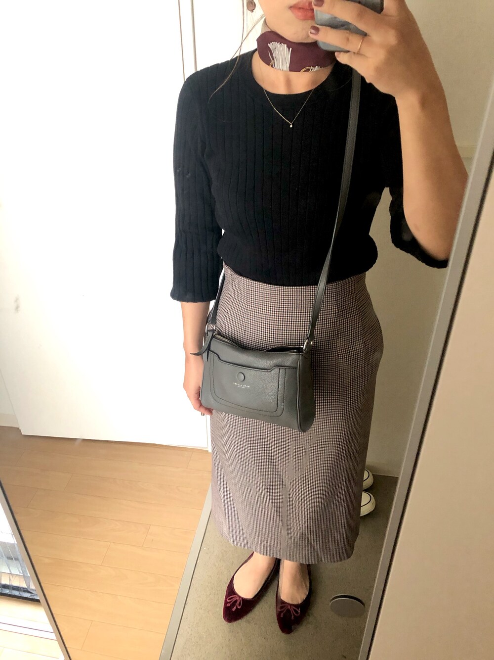 「秋のコーデ、オトナカジュアル、パンプス、おしゃれさんと繋がりたい」｜「eteの○K18YGダイヤモンド ネックレス（ネックレス、ゴールド系）」を使った、Sさん（レディース・159cm）の秋コーディネートの1枚目の写真