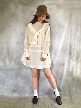 「韓国コーデ」｜「アイテム（シャツワンピース）」を使った、azusaさん（レディース・168cm）の春コーディネート