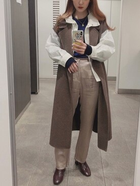「サテンパンツ」｜「アイテム（ブルゾン）」を使った、sorさん（レディース・155cm）の春コーディネート