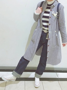 「アイテム（ブローチ/コサージュ、ホワイト系）」を使った、nanameさん（レディース・163cm）の春コーディネート