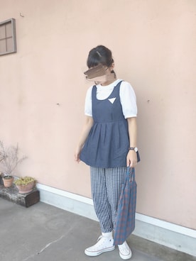 「アイテム（ブローチ/コサージュ、ホワイト系）」を使った、nanameさん（レディース・163cm）の夏コーディネート