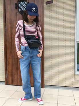 「ハイウエストストレートジーンズ」｜ゆ こ ☺︎さん（レディース・169cm）の夏コーディネート