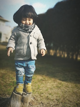 「ARCH & LINE（アーチアンドライン）のアイテム（ジャケット/アウター）」を使った、evさん（キッズ・90cm）の冬コーディネート