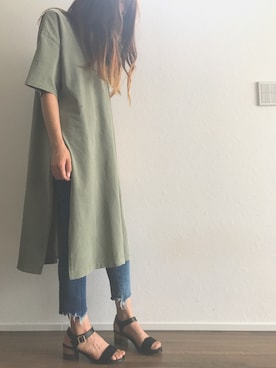 「WORKS（ワークス）のアイテム（ワンピース/ドレス）」を使った、midori0326さん（レディース・156cm）の夏コーディネート