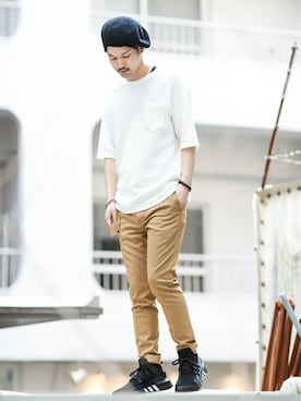 「LOUNGE LIZARD（ラウンジリザード）のアイテム」を使った、SHU KAWASAKIさん（メンズ・170cm）の春コーディネート