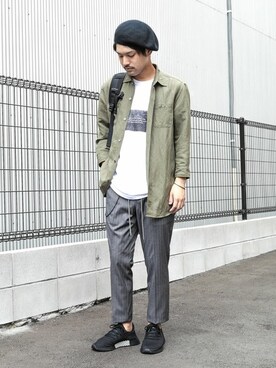 「LOUNGE LIZARD（ラウンジリザード）のアイテム（ウォレットチェーン）」を使った、SHU KAWASAKIさん（メンズ・170cm）の夏コーディネート