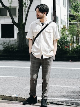「MAIN ATTRACTION（メインアトラクション）のアイテム」を使った、SHU KAWASAKIさん（メンズ・170cm）の春コーディネート