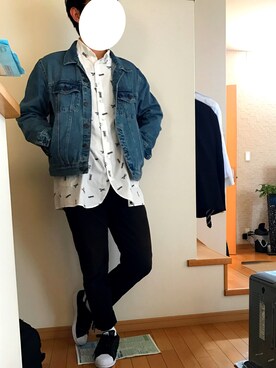 「FRAPBOIS」｜「アイテム（デニムジャケット）」を使った、やまさん（メンズ・172cm）の春コーディネート