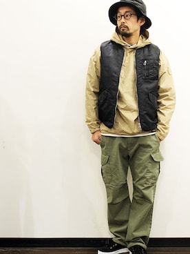 「 カジュアル」｜「アイテム（その他アウター）」を使った、twothings&thinkさん（メンズ・168cm）の冬コーディネート