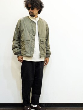 「MANUAL ALPHABET（マニュアル アルファベット）のアイテム（ノーカラージャケット）」を使った、twothings&thinkさん（メンズ・168cm）の秋コーディネート