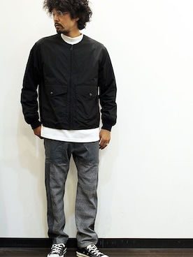 「MANUAL ALPHABET（マニュアル アルファベット）のアイテム（ノーカラージャケット）」を使った、twothings&thinkさん（メンズ・168cm）の秋コーディネート