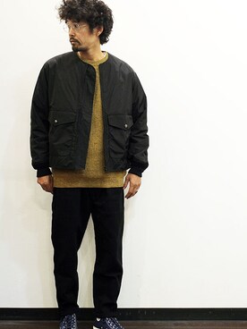 「MANUAL ALPHABET（マニュアル アルファベット）のアイテム（ノーカラージャケット）」を使った、twothings&thinkさん（メンズ・168cm）の秋コーディネート