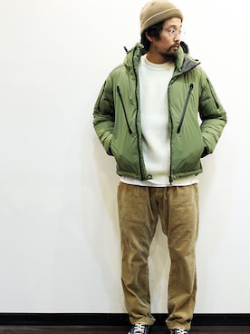 「MANUAL ALPHABET（マニュアル アルファベット）のアイテム（ダウンジャケット/コート）」を使った、twothings&thinkさん（メンズ・168cm）の冬コーディネート
