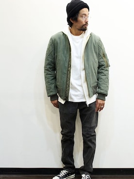「ink（インク）のアイテム（MA-1）」を使った、twothings&thinkさん（メンズ・168cm）の冬コーディネート