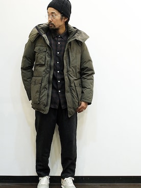 「MANUAL ALPHABET（マニュアル アルファベット）のアイテム（スラックス）」を使った、twothings&thinkさん（メンズ・168cm）の冬コーディネート
