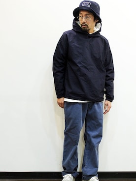 「MANUAL ALPHABET（マニュアル アルファベット）のアイテム（パーカー）」を使った、twothings&thinkさん（メンズ・168cm）の冬コーディネート