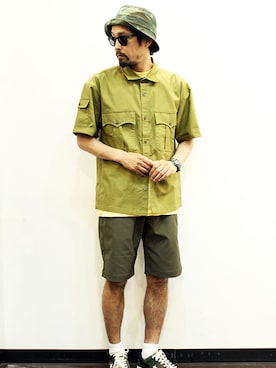 「膝上ショーツ」｜「アイテム（帽子）」を使った、twothings&thinkさん（メンズ・168cm）の夏コーディネート