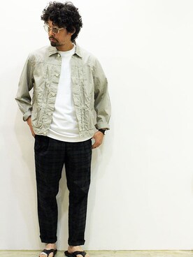 「MANUAL ALPHABET（マニュアル アルファベット）のアイテム（スラックス）」を使った、twothings&thinkさん（メンズ・168cm）の夏コーディネート