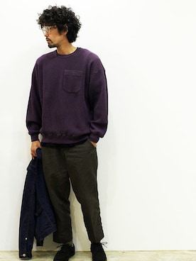 「ワッフル」｜「アイテム（チノパンツ）」を使った、twothings&thinkさん（メンズ・168cm）の秋コーディネート