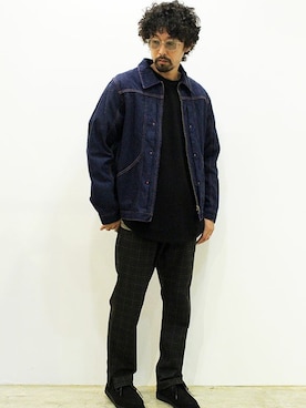 「MANUAL ALPHABET（マニュアル アルファベット）のアイテム（スラックス）」を使った、twothings&thinkさん（メンズ・168cm）の秋コーディネート