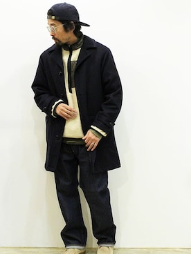 「MANEBU（マネブ）のアイテム（モカシン/デッキシューズ）」を使った、twothings&thinkさん（メンズ・168cm）の冬コーディネート