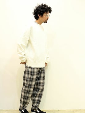 「MANUAL ALPHABET（マニュアル アルファベット）のアイテム（スラックス）」を使った、twothings&thinkさん（メンズ・168cm）の冬コーディネート
