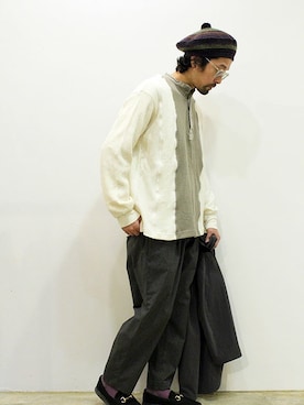 「MANEBU（マネブ）のアイテム（モカシン/デッキシューズ）」を使った、twothings&thinkさん（メンズ・168cm）の春コーディネート