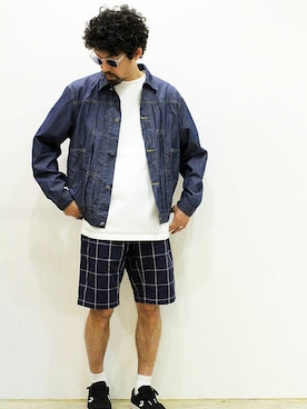 「NECESSARY or UNNECESSARY（ネセサリーオアアンネセサリー）のアイテム（ジャケット/アウター）」を使った、twothings&thinkさん（メンズ・168cm）の夏コーディネート