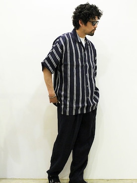 「MANEBU（マネブ）のアイテム（サンダル）」を使った、twothings&thinkさん（メンズ・168cm）の夏コーディネート