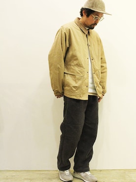 「ハンティングジャケット」｜「アイテム（スウェットパンツ）」を使った、twothings&thinkさん（メンズ・168cm）の冬コーディネート