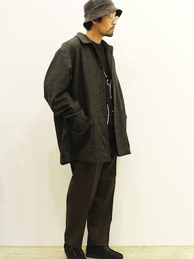 「MANEBU（マネブ）のアイテム（モカシン/デッキシューズ）」を使った、twothings&thinkさん（メンズ・168cm）の冬コーディネート