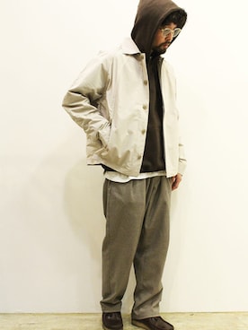 「アイテム（モカシン/デッキシューズ、ブラウン系）」を使った、twothings&thinkさん（メンズ・168cm）の冬コーディネート