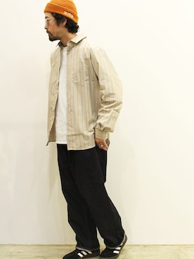 「MANUAL ALPHABET（マニュアル アルファベット）のアイテム（パンツ）」を使った、twothings&thinkさん（メンズ・168cm）の冬コーディネート