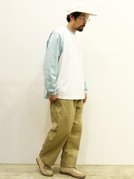 「MANEBU（マネブ）のアイテム（モカシン/デッキシューズ）」を使った、twothings&thinkさん（メンズ・168cm）の春コーディネート