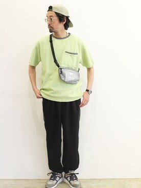 「ポケットＴシャツ」｜「アイテム（スウェットパンツ）」を使った、twothings&thinkさん（メンズ・168cm）の春コーディネート
