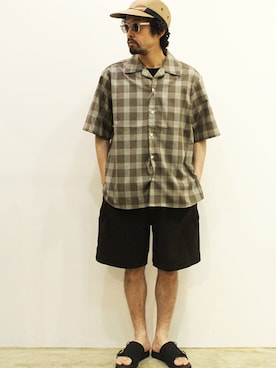 「MANEBU（マネブ）のアイテム（サンダル）」を使った、twothings&thinkさん（メンズ・168cm）の夏コーディネート