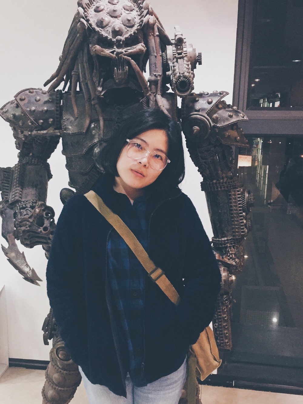 「winter wearing、winteroutfit」｜「GUのアイテム（シャツ/ブラウス、ブルー系）」を使った、©️🐋さん（レディース・159cm）の秋コーディネートの1枚目の写真