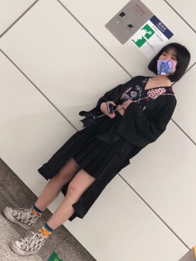 「H&M（エイチ・アンド・エム）のアイテム（カーディガン/ボレロ）」を使った、阋神星_さん（レディース・167cm）の夏コーディネート