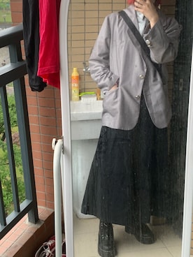 「アイテム（テーラードジャケット、シルバー系）」を使った、阋神星_さん（レディース・167cm）の春コーディネート