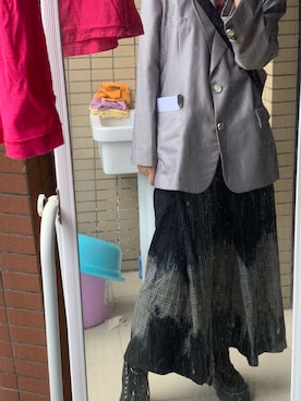 「アイテム（テーラードジャケット、シルバー系）」を使った、阋神星_さん（レディース・167cm）の春コーディネート