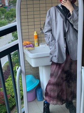 「無（ム）のアイテム（スカート、レッド系）」を使った、阋神星_さん（レディース・167cm）の春コーディネート