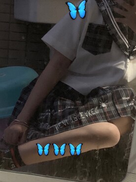 「瞄准你的心脏のアイテム（スカート、ブラック系）」を使った、阋神星_さん（レディース・167cm）の春コーディネート