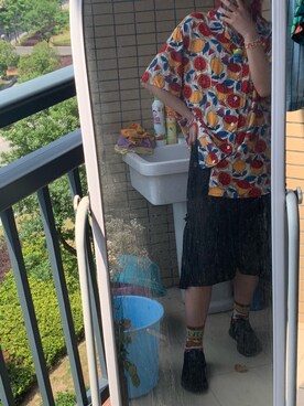 「NIKE（ナイキ）のアイテム（スニーカー、ブラック系）」を使った、阋神星_さん（レディース・167cm）の夏コーディネート