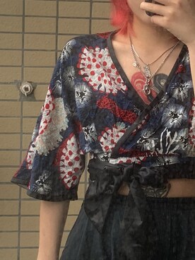 「流浪共和のアイテム（カーディガン/ボレロ、ブルー系）」を使った、阋神星_さん（レディース・167cm）の夏コーディネート