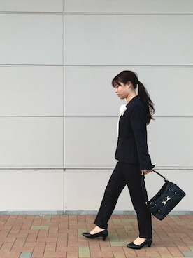 「ノーカラージャケット」｜さやさん（レディース・155cm）の春コーディネート