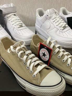 「CONVERSE（コンバース）のCONVERSE ALL STAR COLORS OX (ﾍﾞｰｼﾞｭ) 32860669（スニーカー、ベージュ系）」を使った、シャンパンダ🐼さん（メンズ）の秋コーディネート