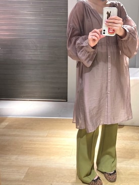 「アイテム（チュニック、ピンク系）」を使った、momokaさん（レディース・151cm）の秋コーディネート